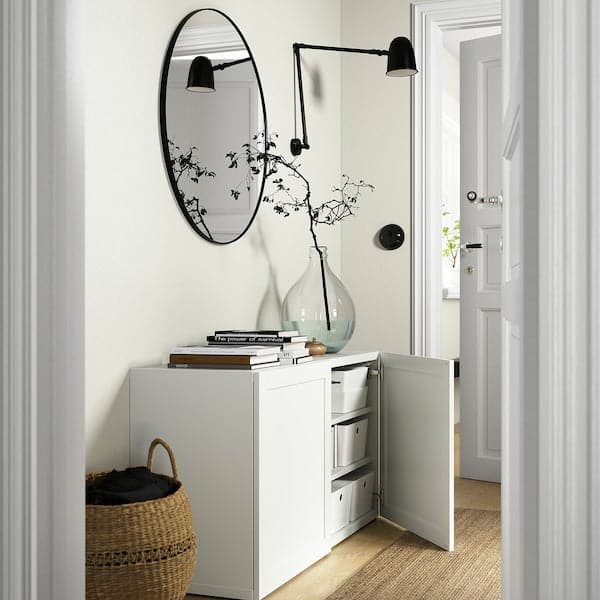 BESTÅ - Storage combination with doors, white/Hanviken white, 120x42x65 cm - best price from Maltashopper.com 59324564
