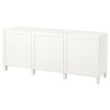 BESTÅ storage combination with doors, white/Hanviken/Stubbarp white, 180x42x74 cm