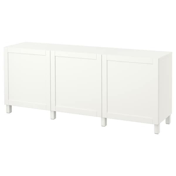 Ikea BESTÅ - Storage combination with doors, white/Hanviken/Stubbarp white, 180x42x74 cm