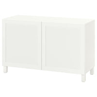 BESTÅ storage combination with doors, white/Hanviken/Stubbarp white, 120x42x74 cm