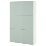 BESTÅ storage combination with doors, white/Hjortviken pale grey-green, 120x42x193 cm