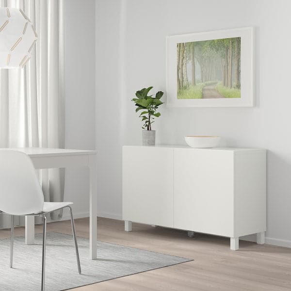 Ikea BESTÅ - Storage combination with doors, white/Lappviken/Stubbarp white, 120x42x74 cm