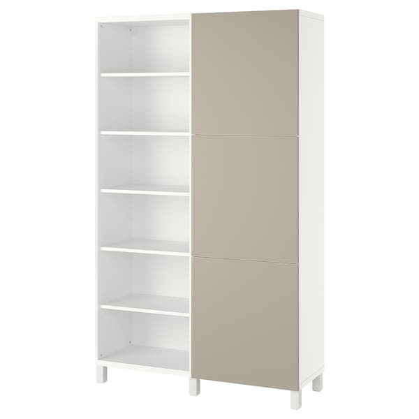 BESTÅ - Storage combination with doors, white/Lappviken/Stubbarp light grey-beige, 120x42x202 cm - best price from Maltashopper.com 49421693