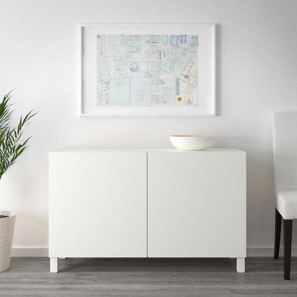 Ikea BESTÅ - Storage combination with doors, white/Laxviken/Stubbarp white, 120x42x74 cm