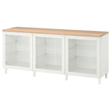 BESTÅ storage combination with doors, white/Ostvik/Kabbarp white clear glass, 180x42x76 cm