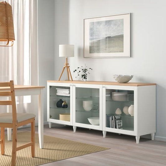 Ikea BESTÅ - Storage combination with doors, white/Ostvik/Kabbarp white clear glass, 180x42x76 cm