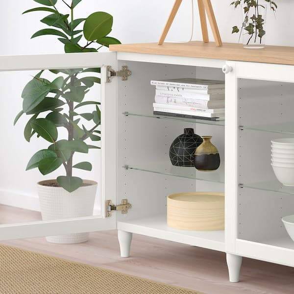 Ikea BESTÅ - Storage combination with doors, white/Ostvik/Kabbarp white clear glass, 180x42x76 cm