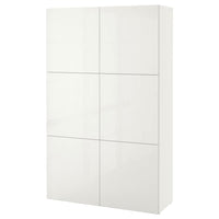 BESTÅ storage combination with doors, white/Selsviken high-gloss/white, 120x42x193 cm