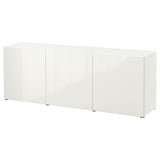 BESTÅ storage combination with doors, white/Selsviken high-gloss/white, 180x42x65 cm