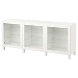 BESTÅ storage combination with doors, white/Sindvik/Stubbarp white clear glass, 180x42x74 cm