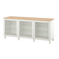 BESTÅ storage combination with doors, white/Sindvik/Stubbarp white clear glass, 180x42x76 cm