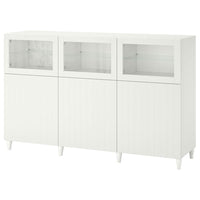 BESTÅ storage combination with doors, white/Sutterviken/Kabbarp white clear glass, 180x42x112 cm
