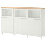 BESTÅ storage combination with doors, white/Sutterviken/Kabbarp white clear glass, 180x42x114 cm