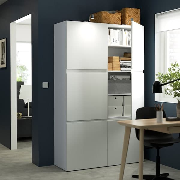 Ikea BESTÅ - Storage combination with doors, white/Västerviken white, 120x42x193 cm