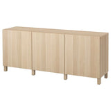 BESTÅ storage combination with doors, white stained oak effect/Lappviken/Stubbarp white stained oak effect, 180x42x74 cm