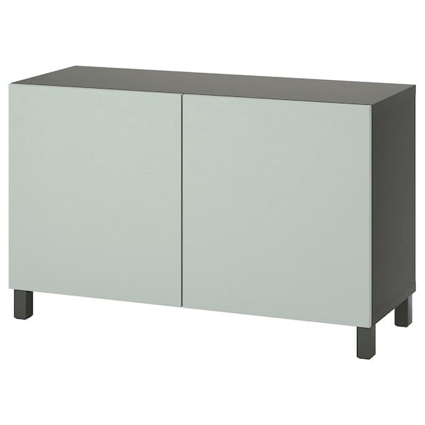 Ikea BESTÅ - Storage combination with doors, dark grey/Hjortviken/Stubbarp pale grey-green, 120x42x74 cm