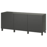 BESTÅ storage combination with doors, dark grey/Lappviken/Stubbarp dark grey, 180x42x74 cm