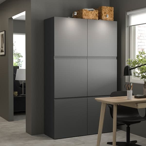 BESTÅ - Storage combination with doors, dark grey/Västerviken dark grey, 120x42x193 cm - best price from Maltashopper.com 49508144