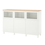 BESTÅ storage combination with doors, Lappviken/Stubbarp/Sindvik white clear glass, 180x42x114 cm