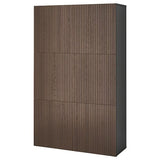 BESTÅ storage combination with doors, black-brown Björköviken/brown stained oak veneer, 120x42x193 cm