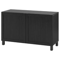 BESTÅ storage combination with doors, black-brown/Hanviken/Stubbarp black-brown, 120x42x74 cm
