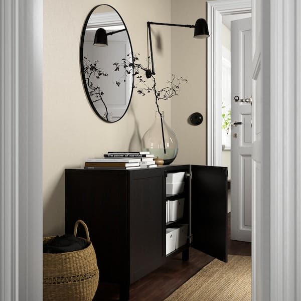 BESTÅ Mobile with doors - brown-black/Hanviken/Brown-black Stubbarp 120x42x74 cm - best price from Maltashopper.com 89282204