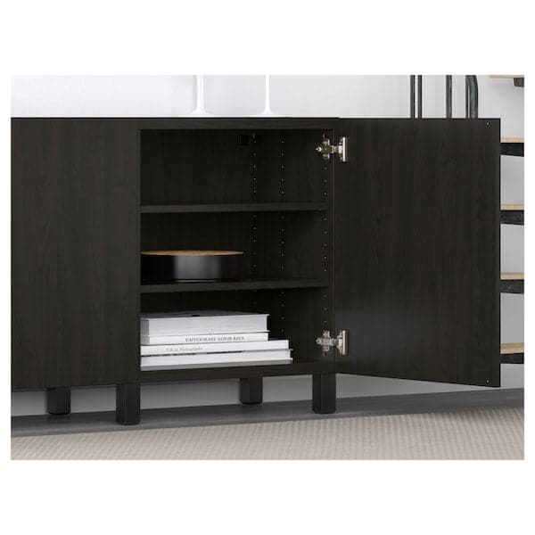 Ikea BESTÅ - Storage combination with doors, black-brown/Lappviken/Stubbarp black-brown, 180x42x74 cm