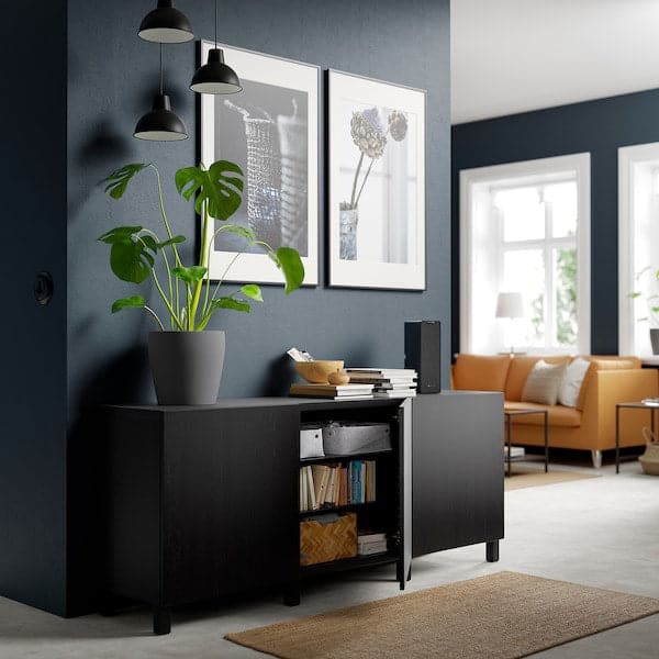 BESTÅ - Storage combination with doors, black-brown/Lappviken/Stubbarp black-brown, 180x42x74 cm - best price from Maltashopper.com 89139490