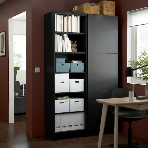 BESTÅ - Storage combination with doors, black-brown/Lappviken/Stubbarp black-brown, 120x42x202 cm - best price from Maltashopper.com 59301765