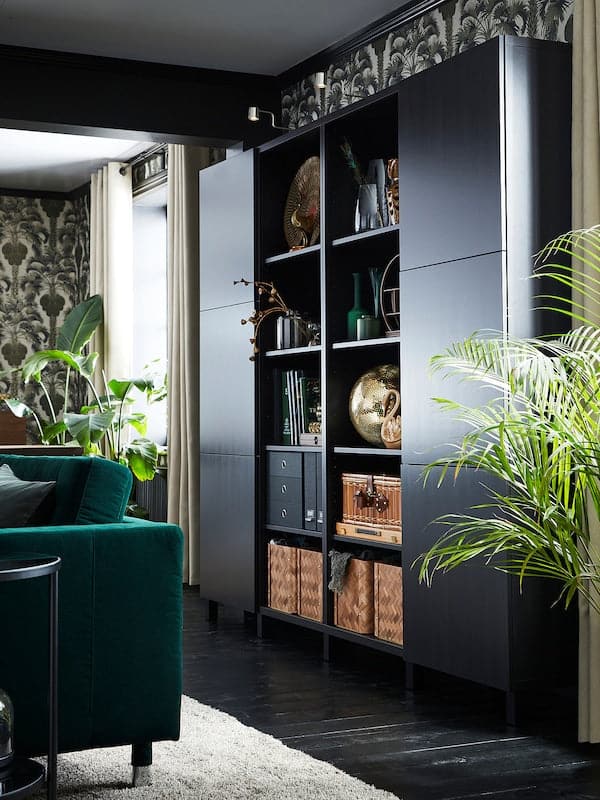 Ikea BESTÅ - Storage combination with doors, black-brown/Lappviken/Stubbarp black-brown, 120x42x202 cm