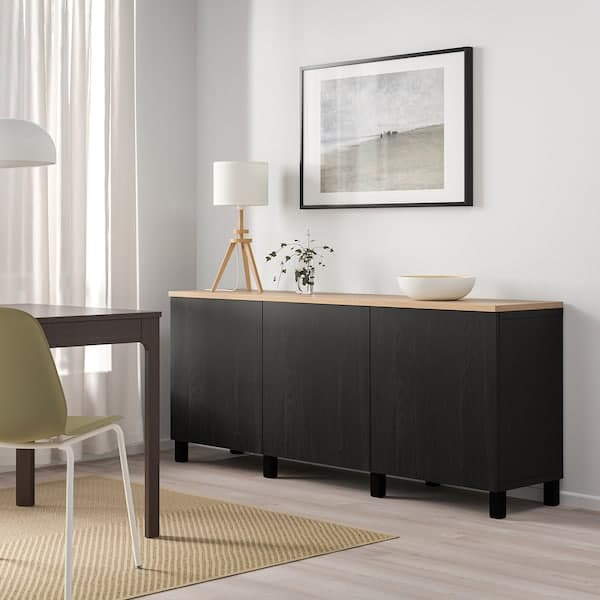 BESTÅ - Storage combination with doors, black/Lappviken/Stubbarp black, 180x42x76 cm - best price from Maltashopper.com 89419075