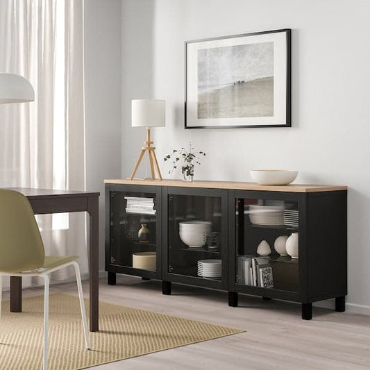 BESTÅ - Storage combination with doors, black/Sindvik/Stubbarp black, 180x42x76 cm - best price from Maltashopper.com 69419076