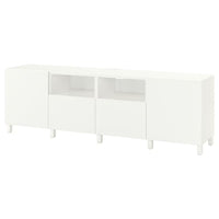 BESTÅ TV bench with doors and drawers, white/Lappviken/Stubbarp white, 240x42x74 cm