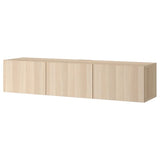 BESTÅ TV bench with doors, white stained oak effect/Lappviken white stained oak effect, 180x42x38 cm