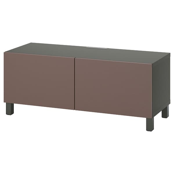 BESTÅ - TV cabinet with doors, dark grey/Hjortviken/Stubbarp brown, , 120x42x48 cm - best price from Maltashopper.com 89504605
