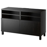 BESTÅ TV bench with doors, black-brown/Hanviken/Stubbarp black-brown, 120x42x74 cm