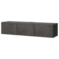 BESTÅ TV bench with doors, black-brown/Kallviken concrete effect, 180x42x38 cm