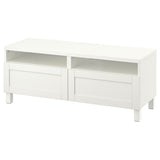 BESTÅ TV bench with drawers, white/Hanviken/Stubbarp white, 120x42x48 cm