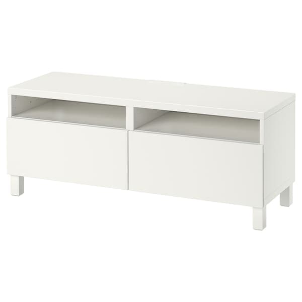 Ikea BESTÅ - TV bench with drawers, white/Lappviken/Stubbarp white, 120x42x48 cm
