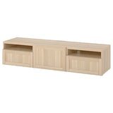 BESTÅ TV bench with drawers and door, white stained oak effect/Hanviken white stained oak effect, 180x42x39 cm