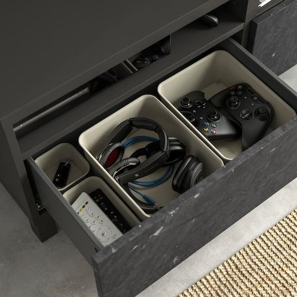 BESTÅ - TV bench with drawers, dark grey/Bergsviken/Stubbarp black, 120x42x48 cm - best price from Maltashopper.com 49505579