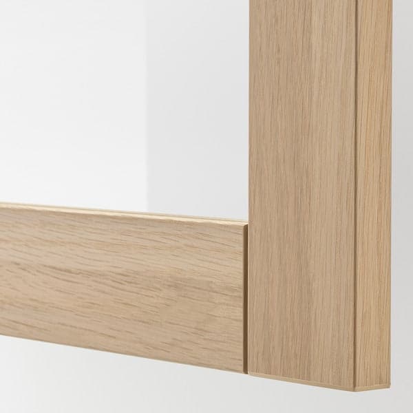 BESTÅ - Storage combination with drawers, white stained oak effect Lappviken/Sindvik/Stubbarp white stained oak eff clear glass, 180x42x74 cm - best price from Maltashopper.com 89412677