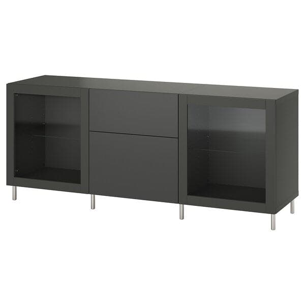 BESTÅ - Storage combination with drawers, dark grey Lappviken/Sindvik dark grey, 180x42x74 cm - best price from Maltashopper.com 09555830