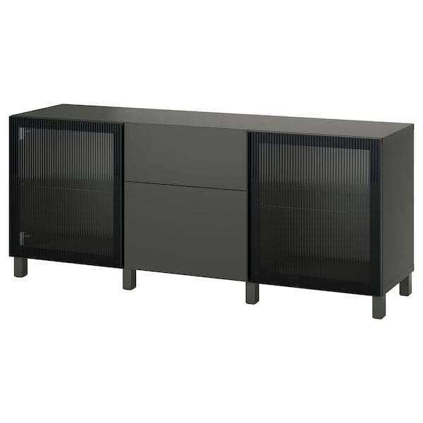 BESTÅ - Storage combination with drawers, dark grey Lappviken/Stubbarp/Fällsvik anthracite, 180x42x74 cm - best price from Maltashopper.com 09508103