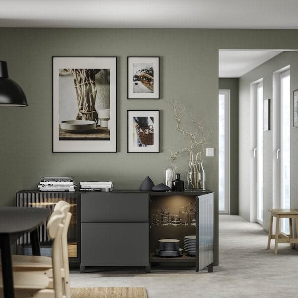 BESTÅ - Storage combination with drawers, dark grey Lappviken/Stubbarp/Fällsvik anthracite, 180x42x74 cm - best price from Maltashopper.com 29555834
