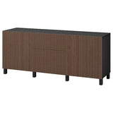 BESTÅ storage combination with drawers, black-brown Björköviken/Stubbarp/brown stained oak veneer, 180x42x74 cm