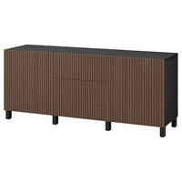 BESTÅ storage combination with drawers, black-brown Björköviken/Stubbarp/brown stained oak veneer, 180x42x74 cm