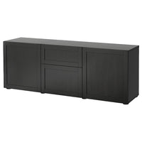 BESTÅ storage combination with drawers, black-brown/Hanviken black-brown, 180x42x65 cm