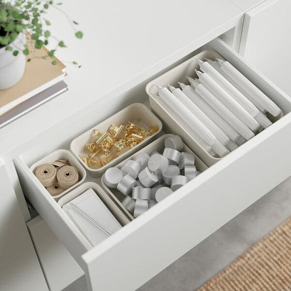 BESTÅ - Storage combination with drawers, white Bergsviken/Stubbarp/black marble effect, 180x42x74 cm - best price from Maltashopper.com 89440270