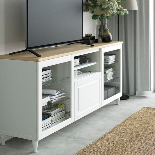 BESTÅ - Top panel for TV, oak veneer, 180x42 cm - best price from Maltashopper.com 80496365